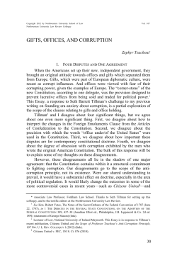Gifts, Offices, and Corruption - Scholarly Commons