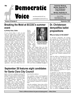 September 2016 Issue - Santa Clara County Democratic Club