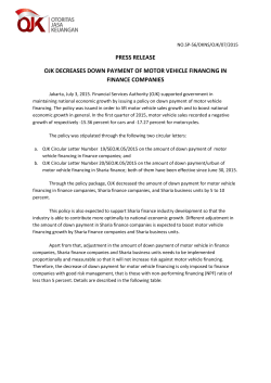 press release ojk decreases down payment of motor vehicle