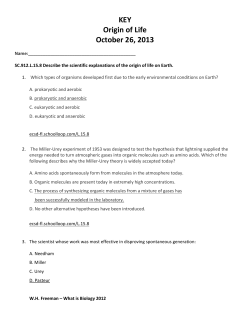 KEY Origin of Life October 26, 2013