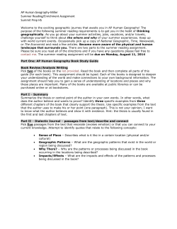 AP Human Geography-Miller Summer Reading