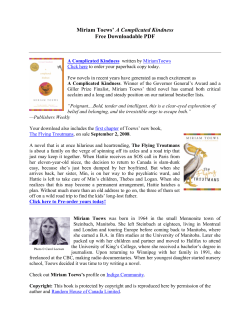 Miriam Toews` A Complicated Kindness Free