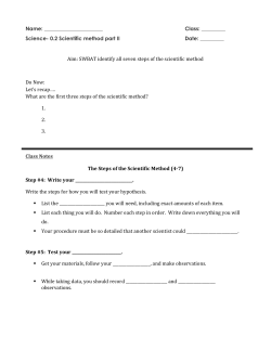 Name: Class: ______ Science- 0.2 Scientific method part II Date