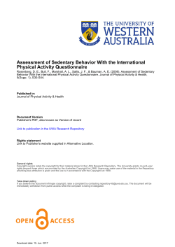 Assessment of Sedentary Behavior With the International Physical