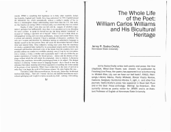 The Whole Life of the Poet: William Carlos Williams and His