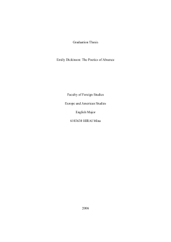 Graduation Thesis Emily Dickinson: The Poetics of Absence Faculty