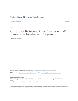 Can Balance Be Restored in the Constitutional War Powers of the