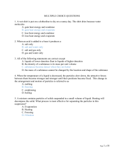 Point Answers SCIE4001 Final exam December 2015