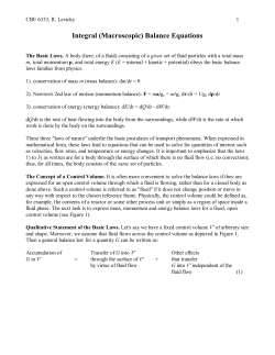 Integral Balance Equations