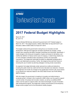 2017 Federal Budget Highlights
