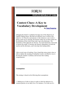 Context Clues--A Key to Vocabulary Development