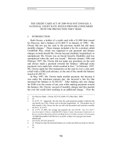 the credit card act of 2009 was not enough: a national usury rate