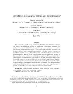 Incentives in Markets, Firms and Governments