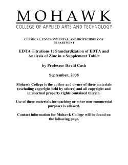 EDTA Titrations 1: Standardization of EDTA and