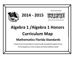 Algebra 1 /Algebra 1 Honors Curriculum Map 2014