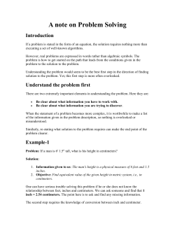 A note on Problem Solving