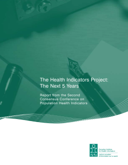 The Health Indicators Project: The Next 5 Years