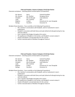 Pride and Prejudice, Volume II (chapters 24-42) Quiz Review