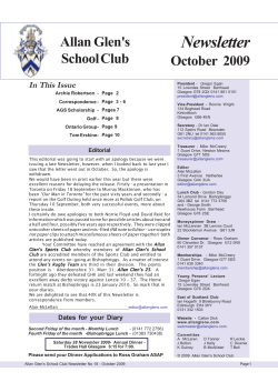 Newsletter - Allan Glen`s School Club