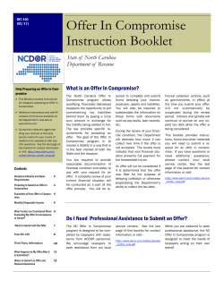 Offer In Compromise Instruction Booklet