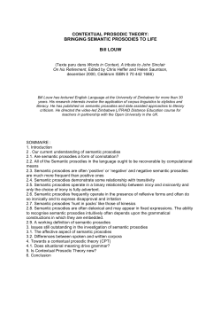 CONTEXTUAL PROSODIC THEORY: BRINGING