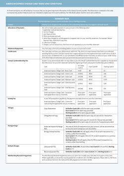 american express charge card terms and conditions summary box