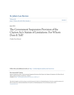 The Government Suspension Provision of the Clayton Act`s Statute