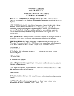 TOWN OF YARMOUTH BY-LAW NUMBER 34 RESPECTING