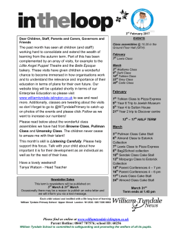 Newsletter 3rd February 2017 - William Tyndale Primary School