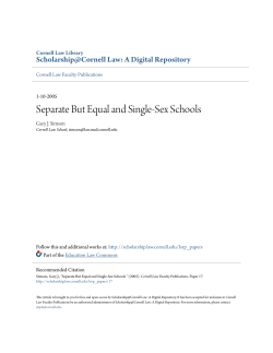 Separate But Equal and Single-Sex Schools