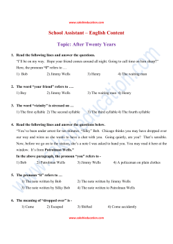School Assistant &ndash; English Content Topic: After Twenty Years