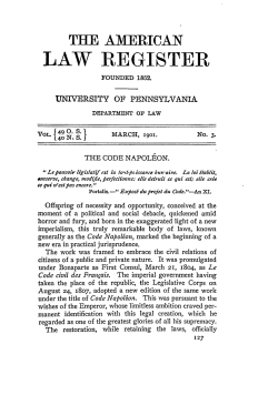 The Code Napoleon - Penn Law: Legal Scholarship Repository