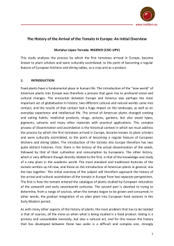 The History of the Arrival of the Tomato in Europe: An
