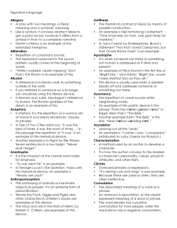Figurative Language Allegory • A story with two meanings, a literal
