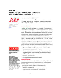 ADP, INC. Taxware Enterprise Validated Integration with Oracle E
