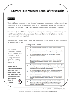 Literacy Test Practice Series of Paragraphs
