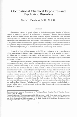 Occupational Chemical Exposures and Psychiatric Disorders