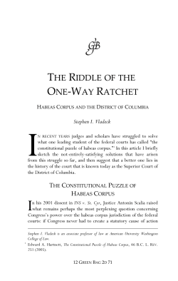 The Riddle of the One‐Way Ratchet: Habeas Corpus