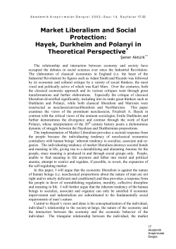 Hayek, Durkheim and Polanyi in Theoretical Perspective