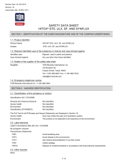 SAFETY DATA SHEET HITOX&reg; STD, ULX, SF, AND SYNFLUX