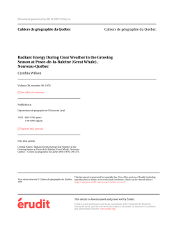 Radiant Energy During Clear Weather in the Growing