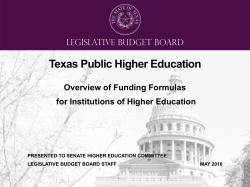 Overview of Funding Formulas for Institutions of Higher Education