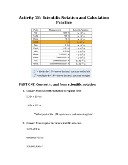 Activity 18: Scientific Notation and Calculation Practice