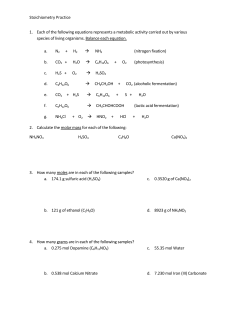 Stoichiometry Practice 1. Each of the following equations represents