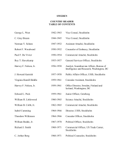 SWEDEN COUNTRY READER TABLE OF CONTENTS George L