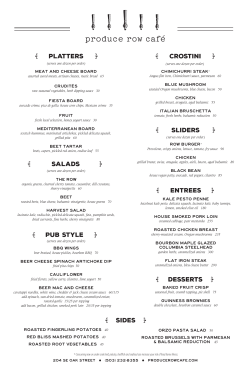 Produce Row Cafe Catering Menu