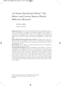 “As Nature Has Formed Them”: The History and