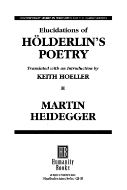 Elucidations of HOLDERLIN`S POETRY