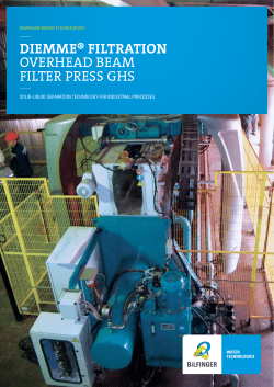 DIEMME&reg; FILTRATION OVERHEAD BEAM FILTER PRESS GHS