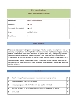 Eng. 113 . Read a variety of unseen passages and answer